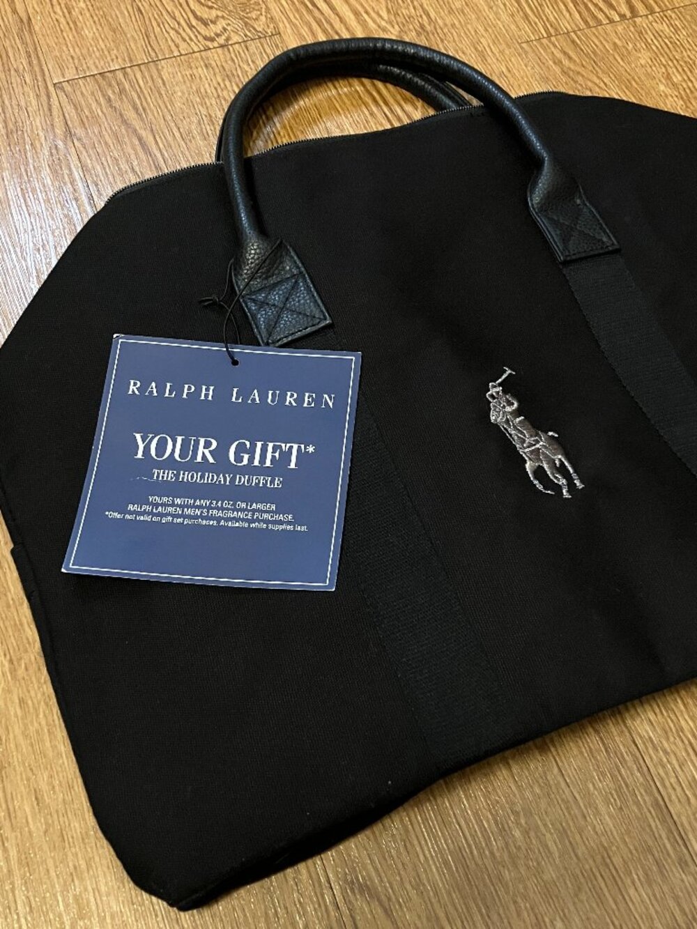 NWT Polo Ralph Lauren Fragrances Black Canvas Travel Duffle Bag Weekender